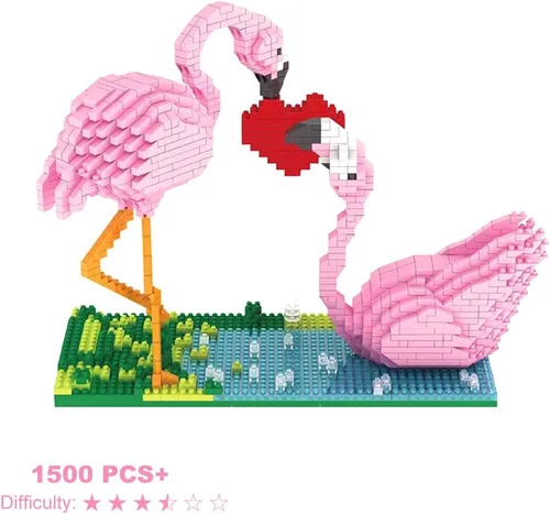 Vista 5 de Mini bloques de construcción Larcele de perros, ladrillos de juguete para construir mascotas, 950 piezas KLJM-02, Flamingo