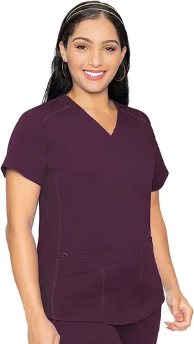 Vista 30 de Med Couture Touch - Camisa médica con cuello en V para mujer Sorbete de albaricoque