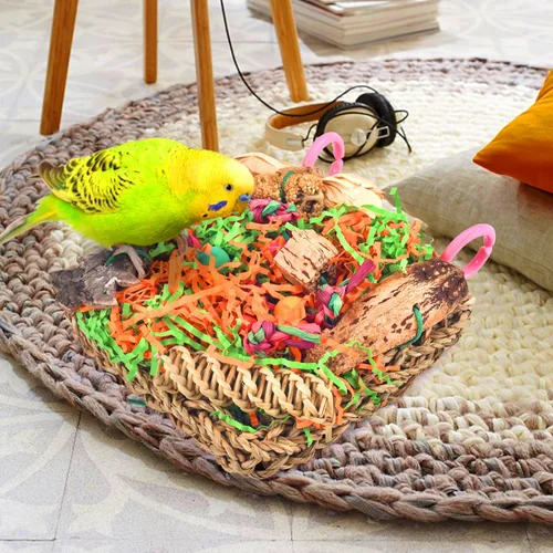 Vista 4 de KATUMO Bird Toys, Grass Mat Shredding Hanging Toy for Budgie Parakeet
