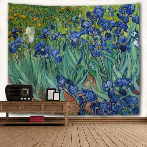 Vista 8 de WIHVE - Tapiz para colgar en la pared, de diseño floral bohemio, hippie, psicodélico, étnico, decorativo, de tela para dormitorio, decoración