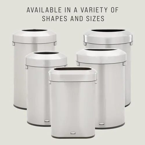 Vista 7 de Rubbermaid Commercial Products Refine - Contenedor de basura decorativo, 23 galones, redondo de acero inoxidable para oficinas, centros comerciales