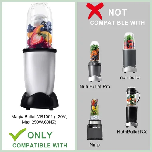 Vista 2 de 8 piezas de repuesto de engranaje base para licuadora Magic-Bullet 250W MB1001 con pieza de repuesto de engranaje de cuchilla para Magic Bullet