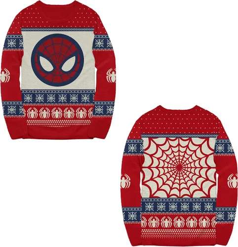 Vista 7 de Marvel Suéter navideño de Spider- Man Symbol and Webs con licencia oficial para adultos