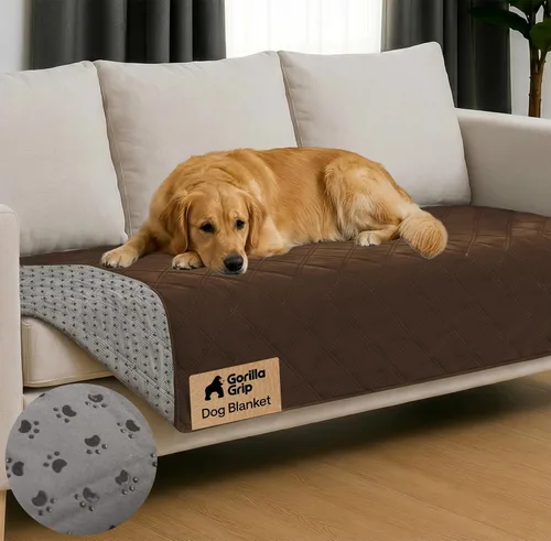 Vista 29 de GORILLA GRIP® Manta impermeable para perro, funda de sofá a prueba de fugas para perros, parte trasera de agarre de silicona, protege el sofá