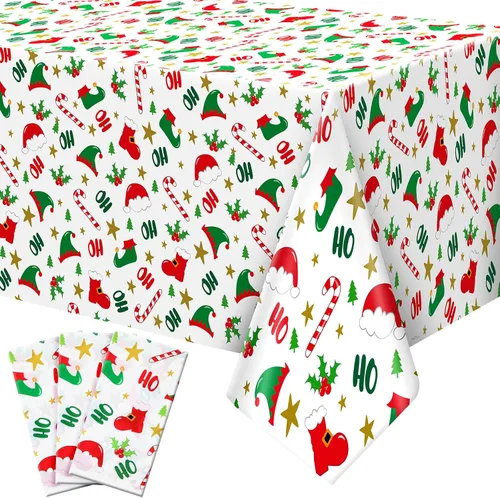 Vista 8 de Newwiee Paquete de 3 manteles de Acción de Gracias de 108 x 54 pulgadas, manteles de plástico desechables de otoño, mantel rectangular impermeable