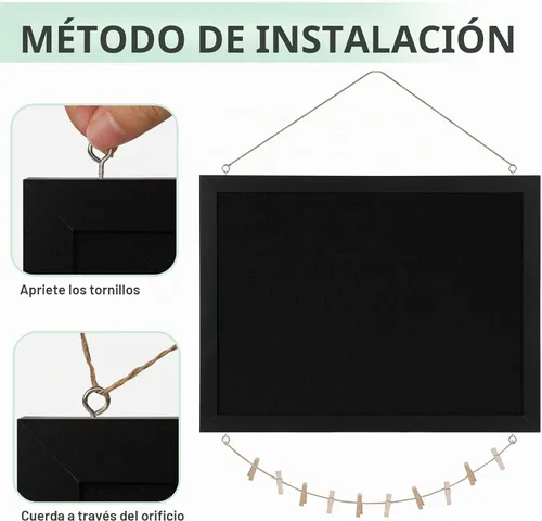 Vista 5 de DOLLAR BOSS - Tablero de corcho negro con lino de doble cara de 16 x 12 pulgadas, para paredes, marco de madera, para colgar, tablero de corcho