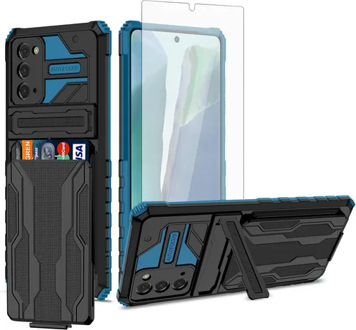 Vista 9 de Asuwish Funda de teléfono para Samsung Galaxy Note 20 Glaxay Note20 5G con protector de pantalla de vidrio templado y soporte para tarjeta de Negro