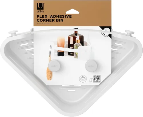 Vista 7 de Umbra Estante de esquina de ducha adhesivo flexible para baño, color blanco