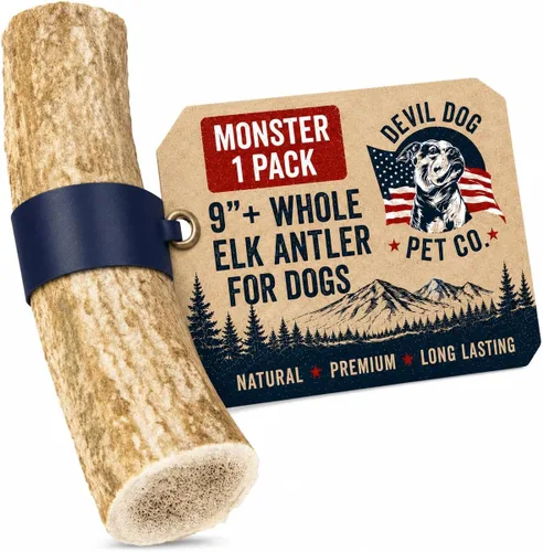 Vista 19 de Devil Dog Pet Co. Cuernos de alce divididos para perros, masticables naturales para perros con médula expuesta, larga duración y sin olor
