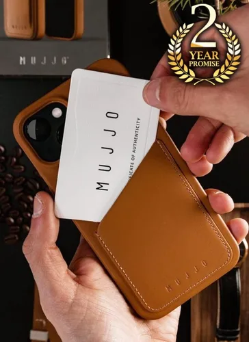 Vista 9 de Mujjo Funda de piel completa para iPhone 14 Pro con tarjetero (negro)
