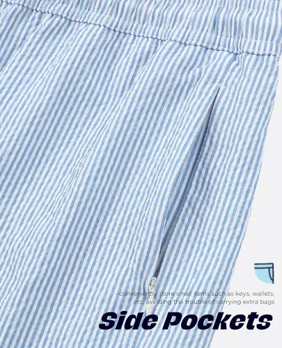 Vista 5 de Bañador para hombre con forro de compresión de 7 pulgadas B-rayas azul-blancas