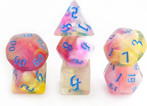 Vista 16 de Juego de Dados D&D de 7 Piezas Verde Transparente Color Mixto – Juego de Dados DND para D&D, COC, TTRPGs, Dungeons and Dragons, MTG, Accesorios