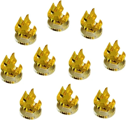 Vista 9 de LITKO Mini marcadores de llama Compatible con D&D y 40K Juego de 10 Llamas amarillas transparentes y base ámbar fluorescente