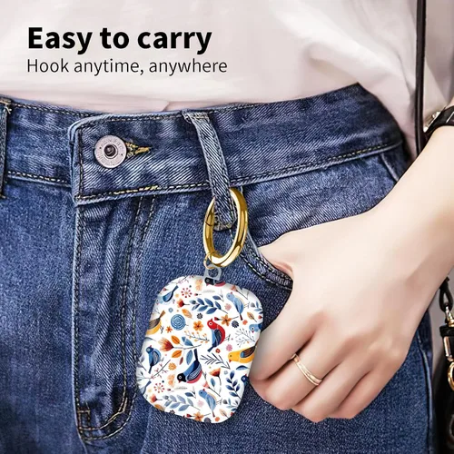 Vista 4 de Funda compatible con AirPod Pro de 2ª/1ª generación con llavero, funda protectora completa a prueba de golpes para auriculares inalámbricos