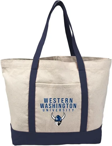 Vista 335 de Campus Lab Bolsa de lona con logotipo primario colegiado con bolsillo externo, bolsa de hombro reutilizable para ir de compras, playa Águilas A&m