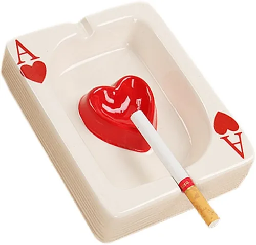 Vista 8 de Cenicero creativo de póker de cerámica. Cenicero de mesa portátil moderno. Cenicero para cigarros