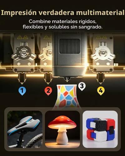 Vista 4 de FLASHFORGE Impresora 3D Creator 5 Pro con 4 cabezales de herramientas, impresión industrial multimaterial y color, cámara con calefacción activa