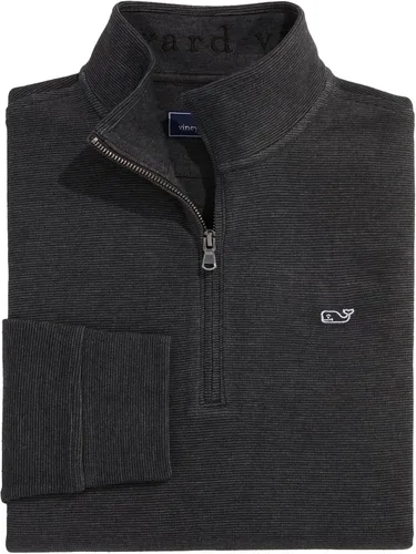 Vista 5 de vineyard vines Suéter con cremallera de un cuarto para hombre Negro azabache