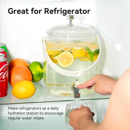 Vista 6 de Dispensador de bebidas de 1 galón, dispensador de jugos a prueba de fugas, dispensador de limonada de plástico sellado con tapas antioxidantes