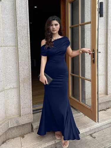 Vista 4 de KnoInt Vestido largo formal para mujer, elegante, con mangas, para fiesta de noche
