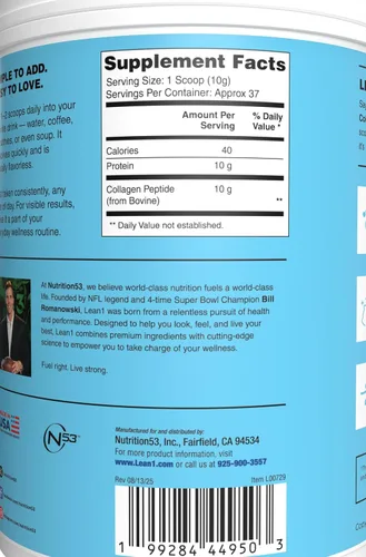 Vista 4 de N53 Péptidos de colágeno hidrolizados Lean1, 37 porciones, sin sabor