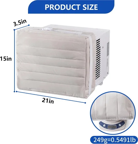 Vista 2 de Cubierta aislada para unidades de aire acondicionado para ventana - Uso interior con tela suave y resistente al viento para bloquear corrientes