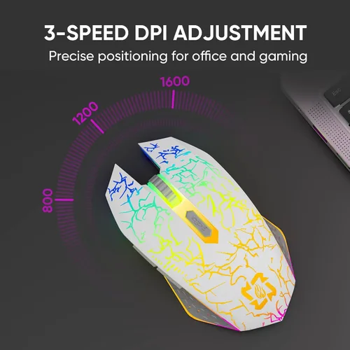 Vista 3 de MELOGAGA Ratón Bluetooth inalámbrico para juegos, 2.4G inalámbrico RGB recargable juego de PC ratón ratón ratón de computadora para computadora