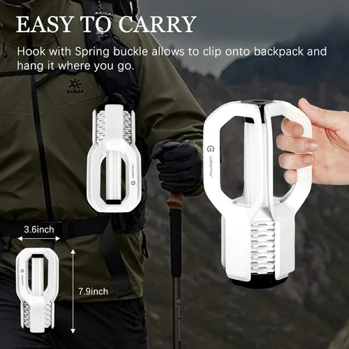 Vista 3 de Linterna LED recargable para campamento, diseño de agarre libre, 4 modos, impermeable IP65, brillo cálido de 3000 K, luz ligera y portátil