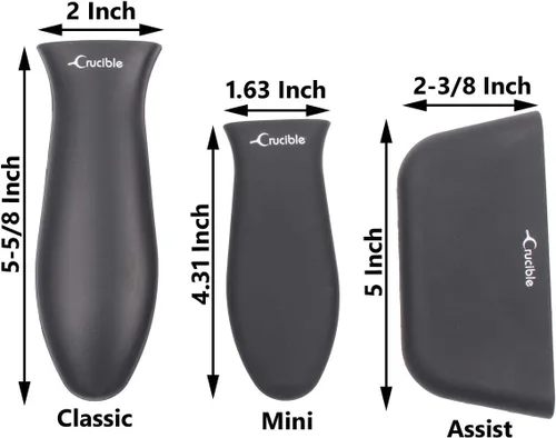 Vista 4 de Soportes de silicona para mango caliente, paquete de 3 mezclados (negro)