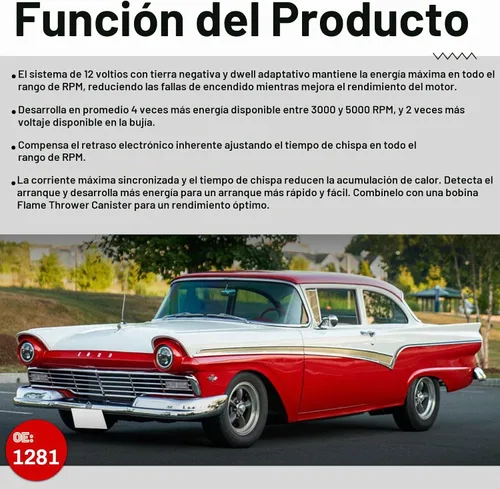 Vista 3 de Kit de conversión de encendido 1281 compatible con Ford 1957-1974 de 8 cilindros, kit ignitor de repuesto para Pertronix