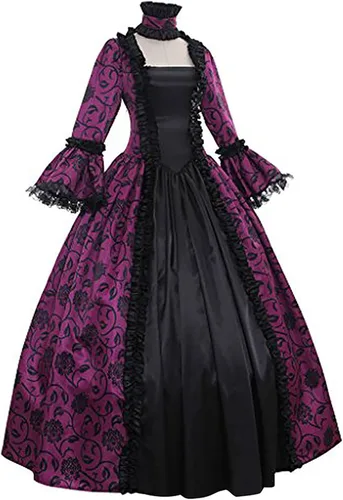 Vista 5 de SHOPESSA Disfraces de Halloween para mujer, vestido victoriano, vestido de baile para mujer, retro, medieval, renacentista, hasta el suelo, ropa