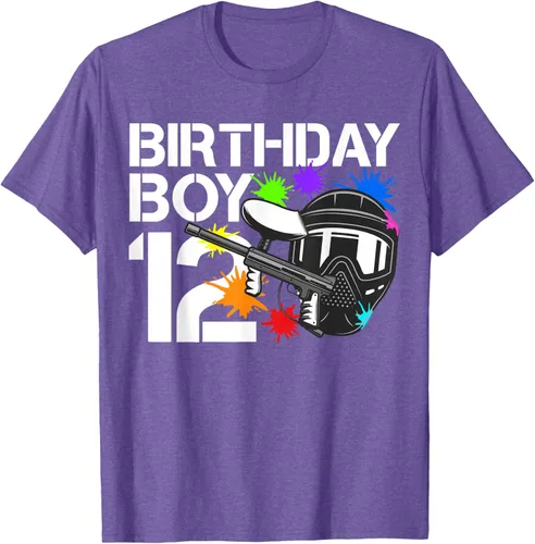 Vista 8 de 12th B-Day Paintball Birthday Party Boy 12 Year Old Funny T-Shirt, Negro
