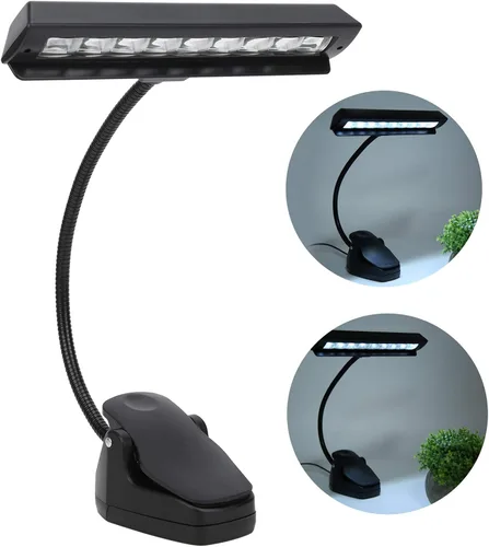 Vista 3 de Keenso Luces de soporte de música, lámpara de soporte de música recargable, luces LED de libro con clip en cuello ajustable recargable USB lámpara