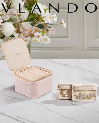 Vista 2 de Vlando Regalos para profesores, joyero con 6 bolsas de terciopelo para joyas, almacenamiento de joyas de viaje para mujeres y niñas, organizador