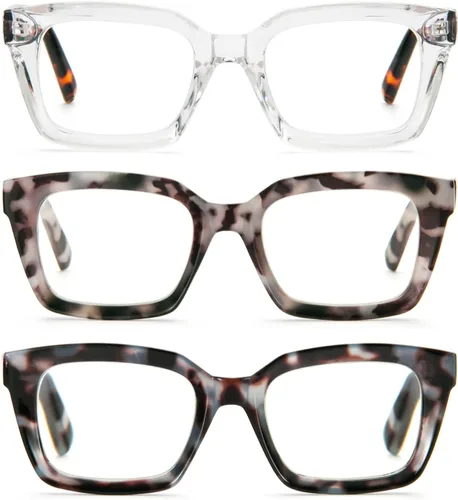Vista 13 de DXYXYO Blue Light Blocking Reading Glasses for Women Oversized Computer Readers Retro Fashion Square