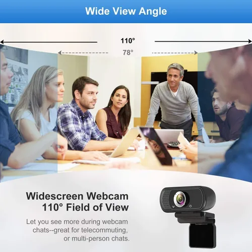 Vista 5 de Cámara web con micrófono con cubierta de privacidad, cámara web Full HD 1080P con amplia visión para transmisión en vivo, PC portátil de escritorio