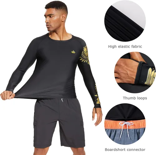 Vista 4 de Wildbreath Camiseta de compresión UPF 50+ para hombre, manga larga, protección solar UV, secado rápido, ajuste de rendimiento