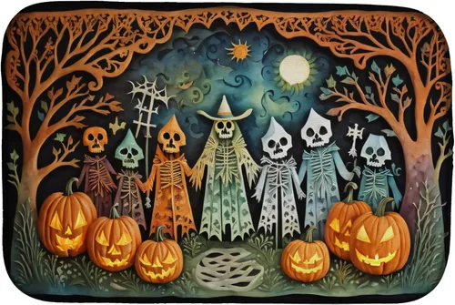 Vista 70 de Caroline's Treasures DAC2223DDM Tapete de secado de platos de Halloween espeluznante de gato negro, tapete absorbente para secado de platos