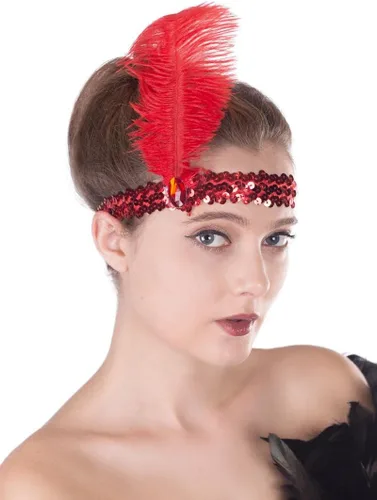 Vista 7 de Luckygift Diadema de plumas de avestruz de los años 20, disfraz de fiesta de los años 20 con colores mezclados, 20