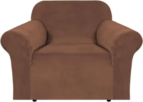 Vista 103 de H.VERSAILTEX Fundas de terciopelo elástico para sofá de dos plazas, fundas para sofá de 2 cojines para sala de estar, fundas deslizables con correas