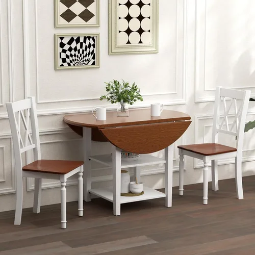 Vista 2 de Giantex Juego de 2 sillas de comedor blancas de madera con asiento de madera de goma, patas de madera de acacia, carga máxima de 360 libras, sillas