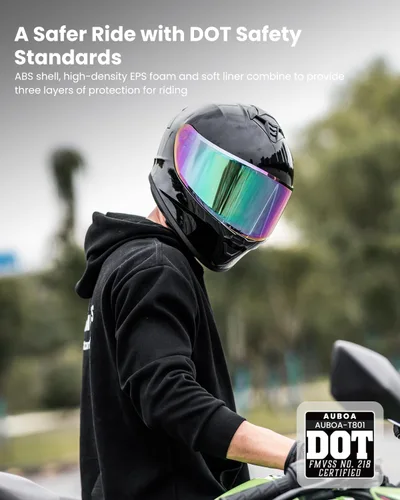Vista 2 de Cascos de motocicleta para adultos, hombres y mujeres, casco ligero de cara completa para bicicleta de calle, carreras, DOT con visera extra