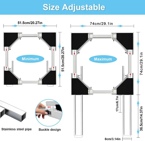 Vista 2 de Kit de apilamiento para lavadora y secadora, kit de apilamiento universal con estante de secado extraíble para cuarto de lavado, ajustable de 24 a