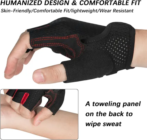 Vista 3 de MOREOK Guantes de ciclismo para hombresmujeres-almohadilla de gel de 0.197 in Guantes de ciclismo de medio dedo para ciclismo, levantamiento