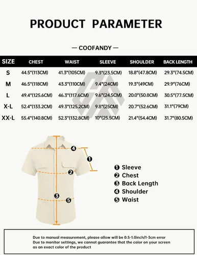 Vista 6 de COOFANDY Camisas de lino con botones para hombre de manga corta, camisa de playa casual