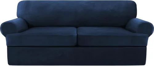 Vista 29 de NA Funda de terciopelo para sofá con cojín en T, 4 piezas, fundas de sofá suaves para sofá, fundas protectoras de muebles con 3 asientos Marfil
