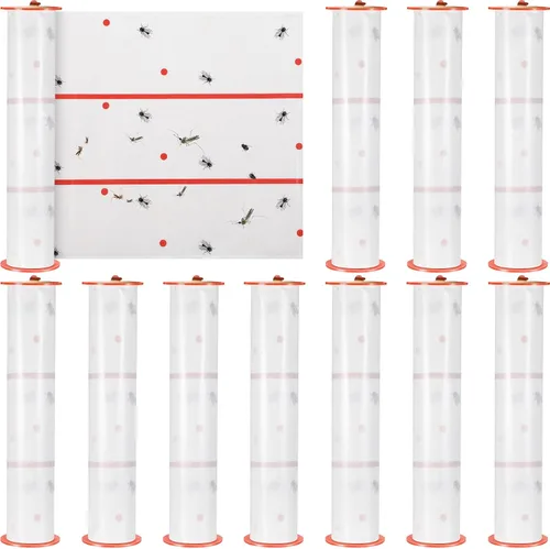 Vista 9 de Qualirey Trampas adhesivas gigantes para moscas, tiras para moscas para interiores y exteriores, cintas voladoras no tóxicas, mata mosquitos
