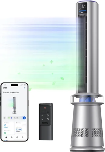 Vista 2 de Dreo Ventilador de torre purificador de aire de 45 pulgadas, ventilador inteligente 2 en 1 para dormitorio y ventilador Cruiser Pro T1 silencioso