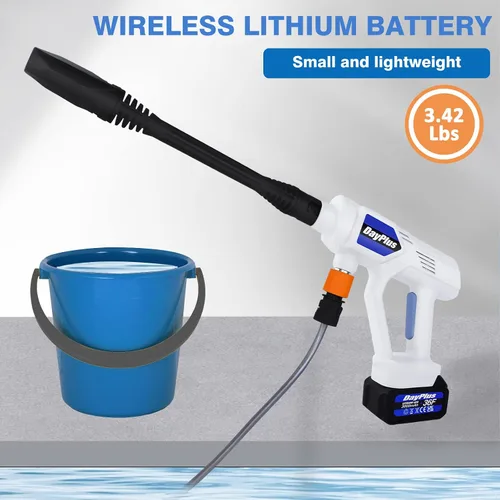 Vista 4 de Limpiador eléctrico inalámbrico, kit de lavadora eléctrica de 653 PSI, pistola de lavado a presión inalámbrica portátil con múltiples accesorios