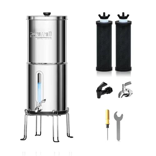 Vista 17 de Purewell Sistema de filtro de agua de gravedad portátil de 1.0 galones, sistema de encimera de ultrafiltración de 3 etapas de 0.01 μm con ventana